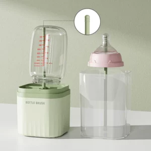 Baby Silicone Bottle Brush Portable Straight Handle Cleaning Tool Set 360° Rotating Drying Rack Combination Bottle Washing Brush - Image 4