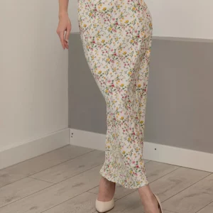 Streamgirl Slit Floral Long Skirts For Women Summer Elegant Straight White Chiffon Maxi Skirt Women's Flower Skirt Long Black - Image 3