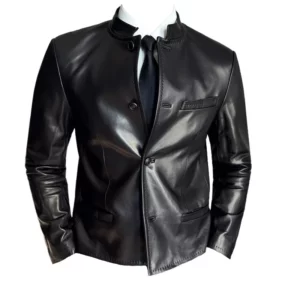 Autumn Chinese Style Stand Up Collar Leather Jacket Men's Motorcycle Jackets High-end Casual Business Short PU Leather Coats - Image 6
