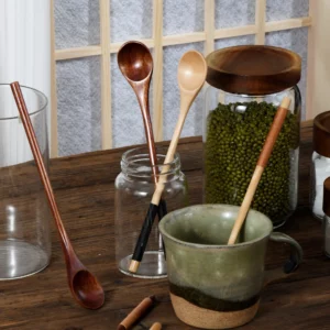 Wooden Tea Spoon Long Coffee Spoons Small Teaspoon Set Wood Honey Dessert Spoon Coffee Drink Stirrer Teaspoons Tableware - Image 2