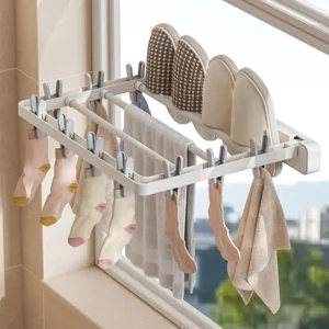 Folding Drying Rack Wall Mounted Drying Clip Windproof Sock Clip Clothing Rack Hanger Household Sock Drying Clip Space Saving - Image 4