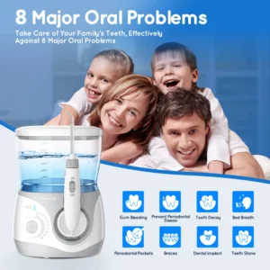 Home Water Flosser, 600 ml Large Capacity,10 Adjustable Pressures,6 Home Nozzles Professional Oral Irrigator for Teeth Clean - Image 2