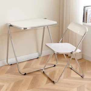 Acrylic Modern Minimalist Transparent Folding Table Simple Ins Style Study Table Home Computer Table Dining Table Chair - Image 1