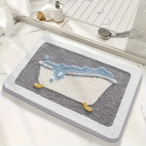 Non-Slip Knit Bath Rug with TPR Backing – Water Absorbent & Machine Washable Polyester Bath Mat for Bathroom, Shower - Image 3
