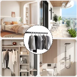 Metal No Punching Clothes Drying Rack Multi-Functional Stable Clothing Rod For Balcony Home - Image 3