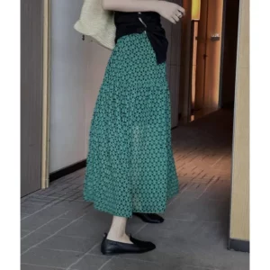Summer Fashion Korean High Waist Printed Split Skirt 2023 Women's Clothing Casual All-match A-Line Folds Midi Skirts for Female - Image 3