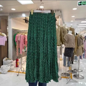 Summer Fashion Korean High Waist Printed Split Skirt 2023 Women's Clothing Casual All-match A-Line Folds Midi Skirts for Female - Image 5