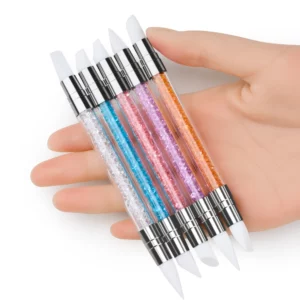 5Pcs/Set Sculpture Dotting Pen Nail Art Silicone Brush Colorful Crystal Dual-head Carving Flower Painting Pen DIY Manicure Tools - Image 3