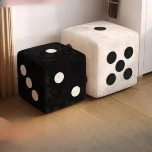 Lamb Velvet Dice Stool Home Living Room Entrance Children's Low Stool Wood Shoe Changing Stool Footstool Sitting Pier Furniture - Image 2