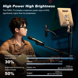 Godox P260C Pro Panel Video Light Soft Lighting Bi-Color 2800K-6500K CRI/TLCI 98+ NFC Automatic Pairing for Vedio Streaming - Image 2