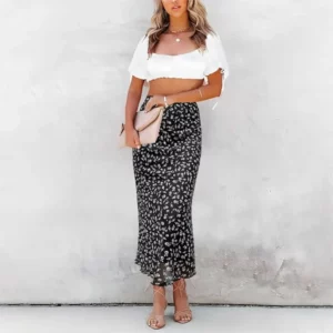 Half Length Skirt Mid Length Skirt Women's Black Floral Mesh Lace 2025 Autumn New Product Elegant Elastic Hip Hugging Maxi Skirt - Image 3