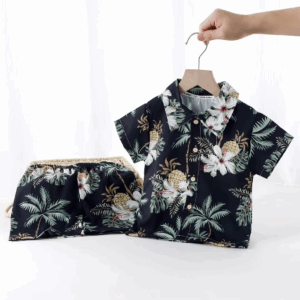 Children's Summer Thin Clothing Set Kids Short Sleeve Lapel Tropical Floral Print Shirt + Shorts Boys Casual Loose Beachwear - Image 2