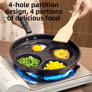 Frying pan, round four hole flat bottomed pan, non stick pan, household frying pan, pancake, fried egg pan, pancake pot, utensil - Image 5