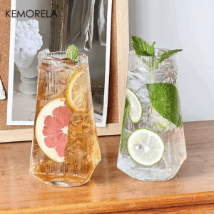 KEMORELA 500ML Vertical Geometric Highball Glass Modern Cocktail Drinking Glass for Water Beer Juice - Practical & Stylish - Image 4