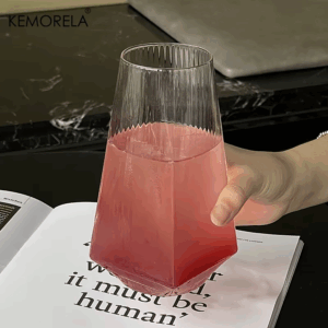 KEMORELA 500ML Vertical Geometric Highball Glass Modern Cocktail Drinking Glass for Water Beer Juice - Practical & Stylish - Image 2
