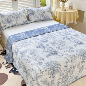 3pcS Ultra-soft wavy quilted floral printed bed cover multi-piece set (1 bed cover +2 pillowcases, no pillow core) - Light, - Image 3