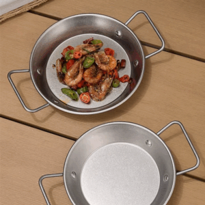 Retro 304 Stainless Steel Flat Pans Seafood Plate with 2 Ear French Fries Trays Kitchen Barbecue Amphora Snack Saucepan - Image 3