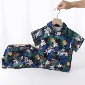 Children's Summer Thin Clothing Set Kids Short Sleeve Lapel Tropical Floral Print Shirt + Shorts Boys Casual Loose Beachwear - Image 6