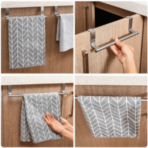 Towel Rack Over Door Stainless Steel Towel Bar Storage Organizer Bathroom Kitchen Cabinet Door Hanging Towel Rack - Image 3