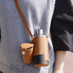304 Stainless Steel Hip Flask For Man with Funnel And Cups 500ML Bigger Portable Liquor Water Bottle With Leather - Image 7