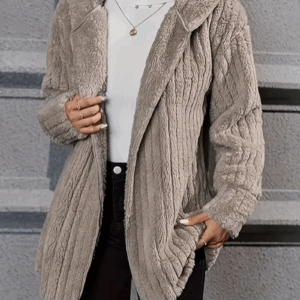 GIBSIE Plus Size Solid Plush Hooded Long Sleeve Jacket Women Autumn Winter Fashion Open Front Warm Casual Outwear Female Coat - Image 3
