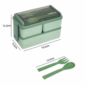 1Set-Double Layer Portable Lunch Box For Kids With Fork and Spoon Microwave Bento Boxes Dinnerware Set Food Storage Container - Image 3