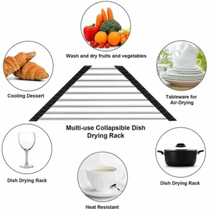 Roll Up Triangle Dish Drying Rack Kitchen Sink Organizer Corner Over the Sink Sponge Rag Holder Foldable Stainless Steel Drainer - Image 4