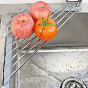 Roll Up Triangle Dish Drying Rack Kitchen Sink Organizer Corner Over the Sink Sponge Rag Holder Foldable Stainless Steel Drainer - Image 6