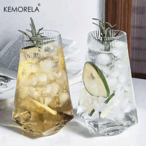 KEMORELA 500ML Vertical Geometric Highball Glass Modern Cocktail Drinking Glass for Water Beer Juice - Practical & Stylish - Image 6