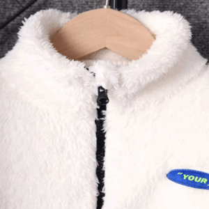 Autumn And Winter Boys Cute Cold And Warm Plush Color Contrast Panel Zipper Jacket Coat For Daily Casual Birthday Party Clothing - Image 4