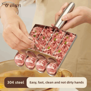 1PCS 304 Stainless Steel Meatball Maker with Fishball Shrimp Slurry Mold for Kitchen Camping – Compact Design for Easy Storage - Image 2