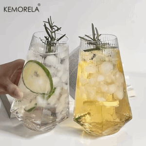 KEMORELA 500ML Vertical Geometric Highball Glass Modern Cocktail Drinking Glass for Water Beer Juice - Practical & Stylish - Image 5