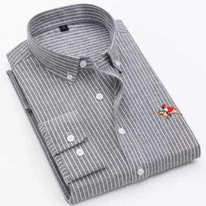Plus Size Stripe oxford Fabric Excellent Comfortable Slim Fit Button Collar Business Men Casual Long sleeves Shirts Tops CS123 - Image 6