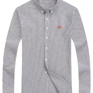 Plus Size Stripe oxford Fabric Excellent Comfortable Slim Fit Button Collar Business Men Casual Long sleeves Shirts Tops CS123 - Image 2