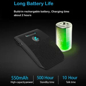 Bluetooth 5.0 Handsfree Car Kit Hifi Speaker 2W Wireless Audio Receiver MP3 Music Player Noise Cancelling Sun Visor Clip - Image 3
