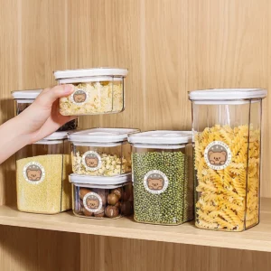 WORTHBUY Plastic Cereals Storage Box Transparent Sealed Jar Moisture-proof Spaghetti Grain Tank Kitchen Organizer Food Container - Image 3
