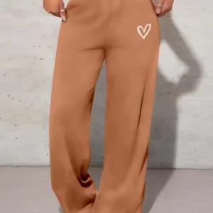 Women's Trousers Casual Loose Love Printed Webbing Women's Wide Leg Drag Pants Fashion Female Clothing - Image 3