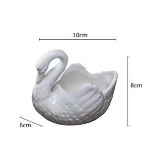 White Ceramic Flower Pot Swan Succulent Plant Pot Candlestick Jewelry Storage Tray Flowerpot White Porcelain Vase Decoration - Image 5