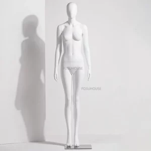 Matte White Fiberglass Mannequin Full Body Clothing Store Mannequin Man Display Stand Upscale Metal Base Woman Mannequin - Image 2