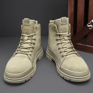 2025Men's Boots Breathable Canvas Casual Boot Fashion High Top Sneakers for Men Lace Up Ankle Boots Platform Cowboy Boots Botas - Image 4