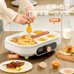 Fried egg barbecue burger machine non-stick small flat household frying pan breakfast egg burger pancake pan four-hole fried egg - Image 6