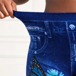 Plus Size Oversized Women High Waist Stretchy Legging Denim Look Skinny Jeggings Ladies Fashion Print Pencil Pants Clothing 2023 - Image 5