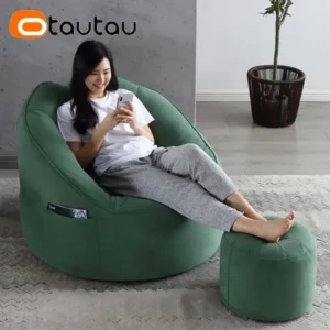 OTAUTAU Round Egg Nest Pouf Chair Bean Bag Cover Without Filler Floor Corner Seat Armchair Puff Ottoman Beanbag Couch Sac SF050 - Image 2