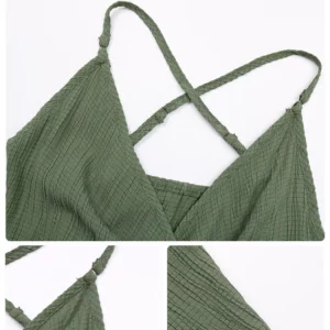 Seaside Vacation Ruffled Short Skirt Casual Backless Texture Suspender Dress - Image 6