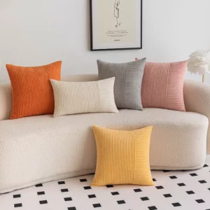 Grey Corduroy Couch Cushion Cover 50x50CM Solid Dyed Luxury Pillow Case Modern Simple Sofa Bed Decor Pillow Covers Decorative - Image 3