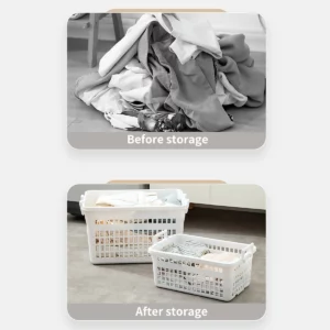 WORTHBUY Bath Basket Plastic Storage Basket Large Capacity Shower Basket Bathroom Storage Organizer Stackable Laundry Hamper - Image 3