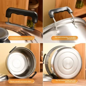 American stainless steel soup pot five-piece set, 16-24cm porridge cooking pot, household gift pot set - Image 3