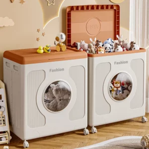 Modern Wardrobe Organizer, 16L Collapsible Storage Box, Flip-Top Dustproof Cabinet, Portable Toy Bin with Wheels - Image 2