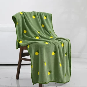 Bathroom Embroidered Bath Towel Avocado Pineapple Strawberry Embroidered Bath Towel Coral Velvet Absorbent Soft Hair - Image 6