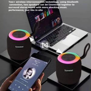 Outdoor portable wireless Bluetooth speaker, subwoofer, car and home with colorful lights, atmospheric small mini speaker - Image 2